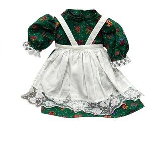 1990s Doll Christmas Dress & Lace Pinafore: 18” Doll American Girl Compatible